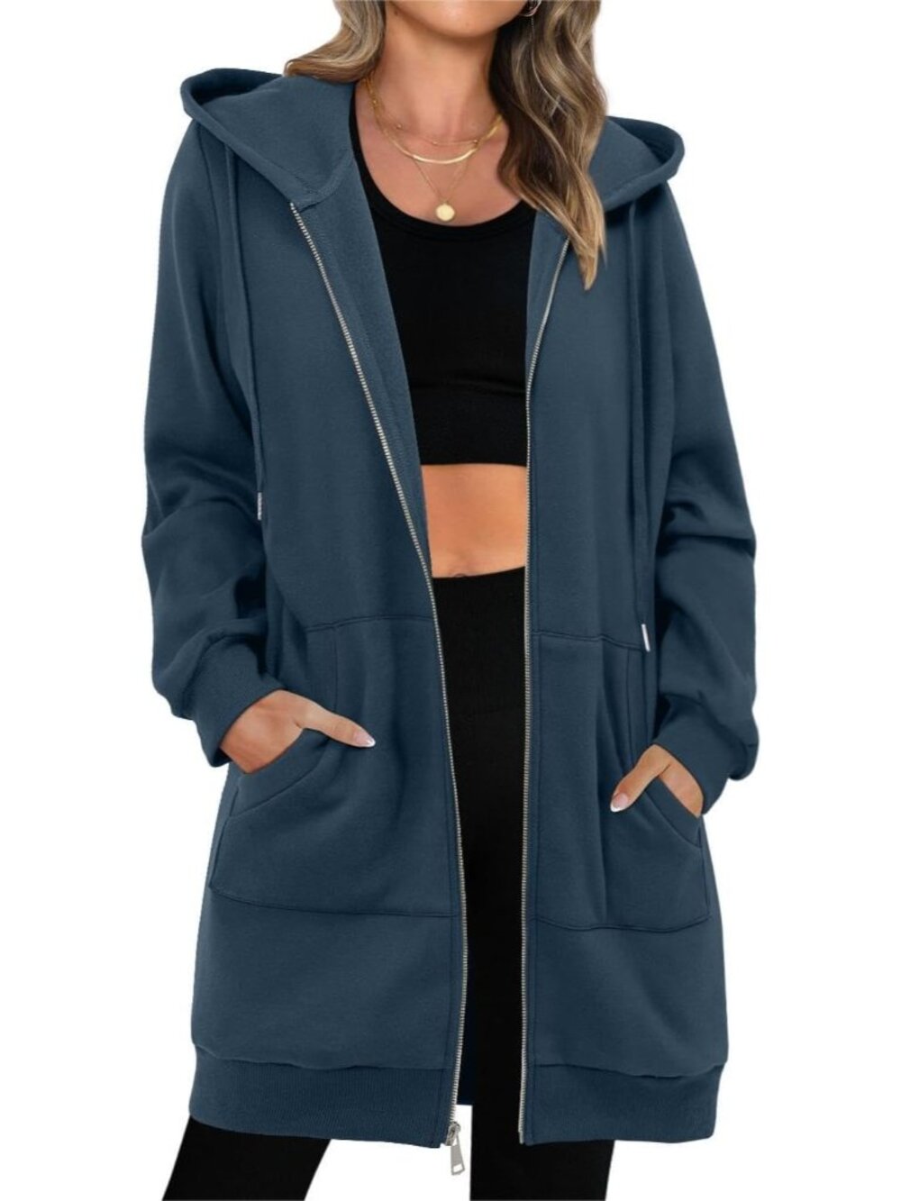 Women Haze Black Oversized Shirts Casual Hooded Neck Long Sleeve Fall Jacket
